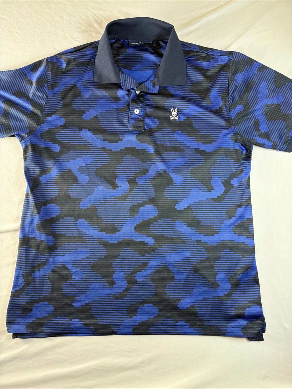 Psycho Bunny Blue and Black Camo Polo